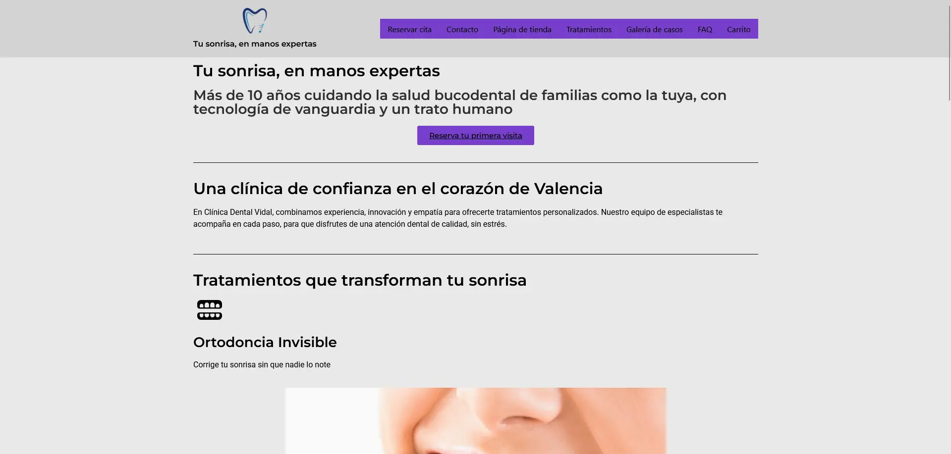 Screenshot of the project Dentist page