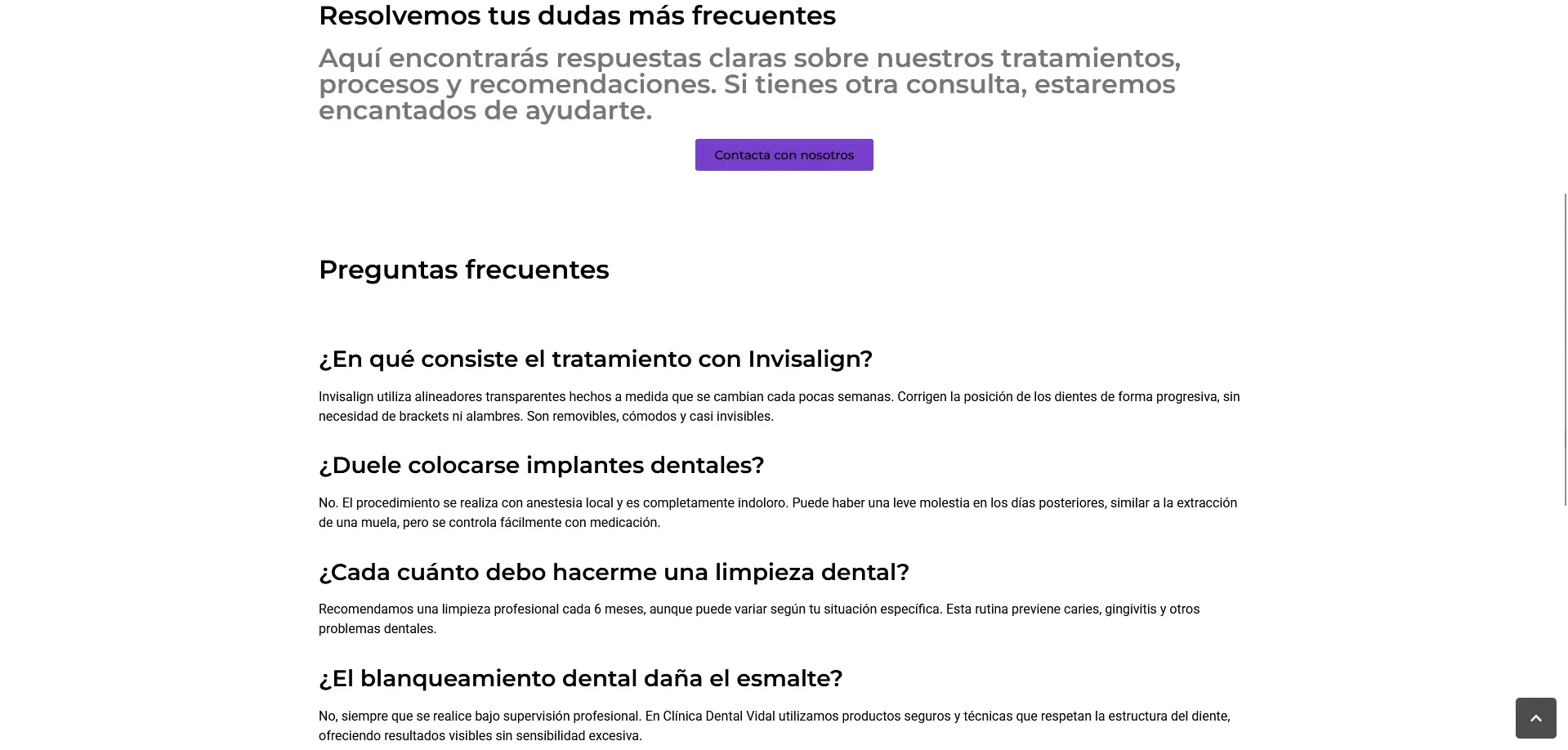 Screenshot of the project Dentist page
