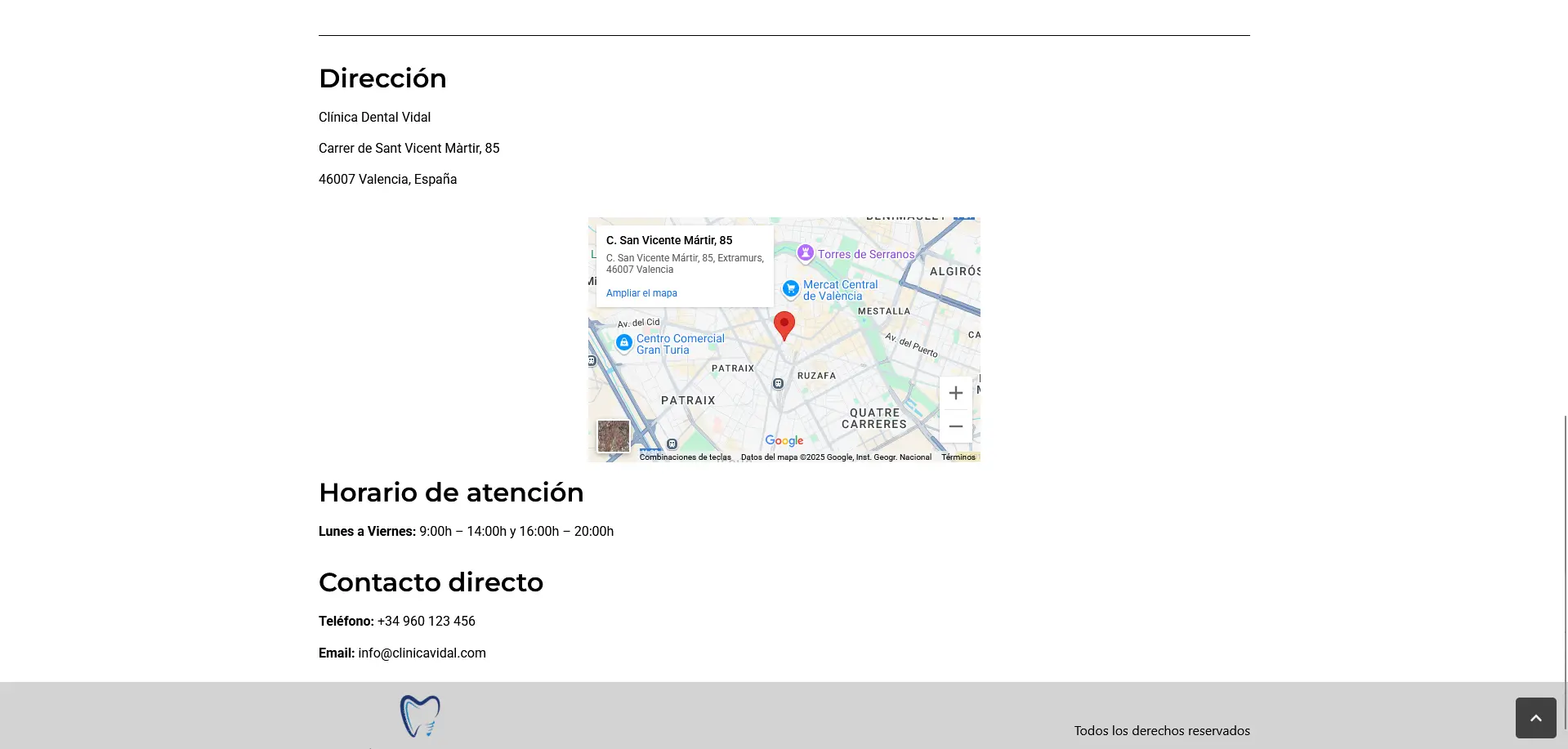 Screenshot of the project Dentist page