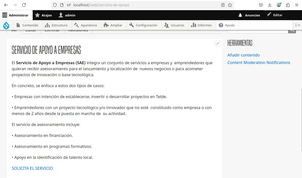 Screenshot of the project Telde's City Council Website